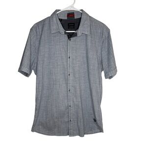 BUFFALO DAVID BITTON Men’s Preppy Gray Short Sleeve Button Down Shirt Size M